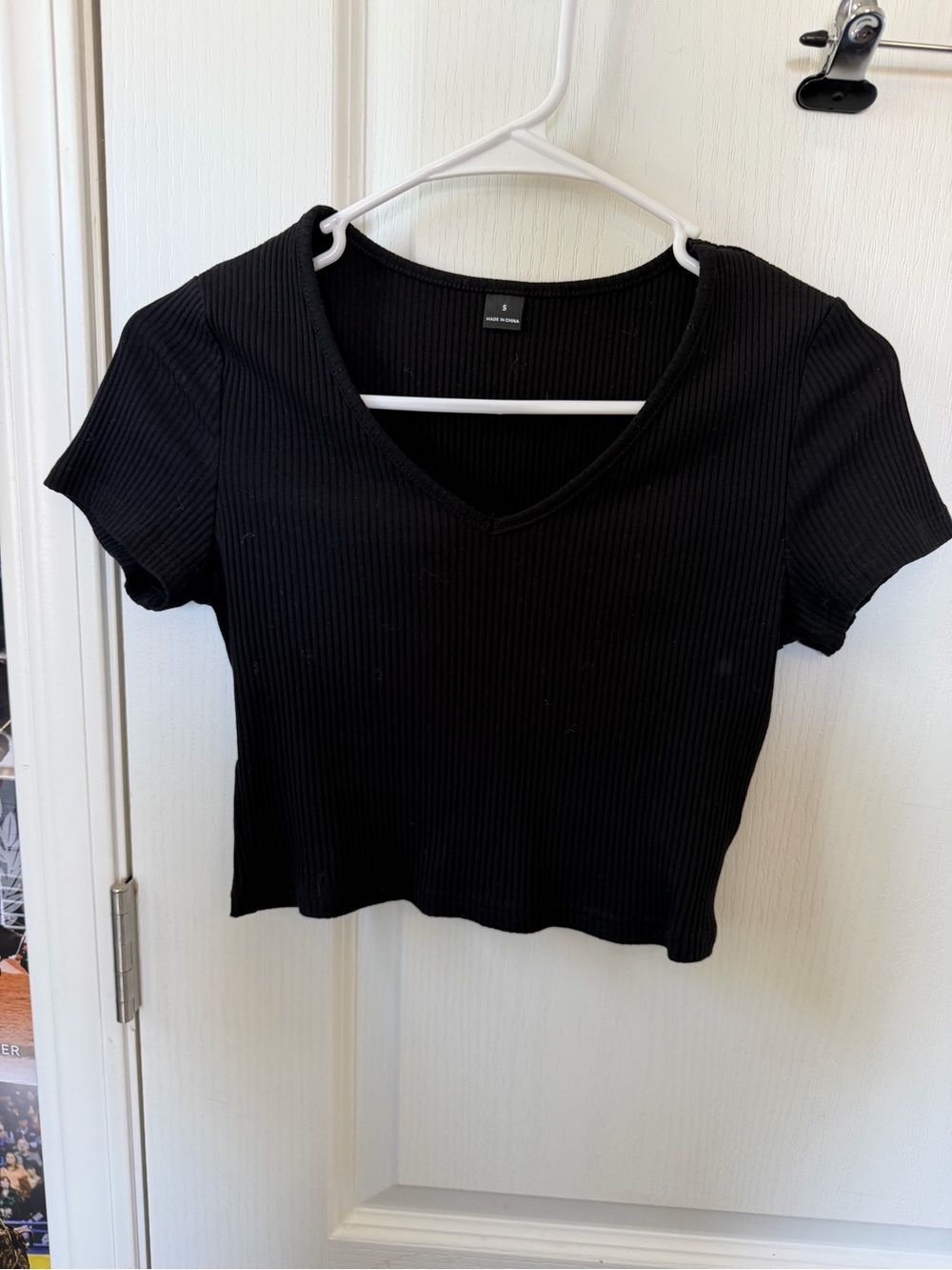 Black V-Neck Crop Top - Women